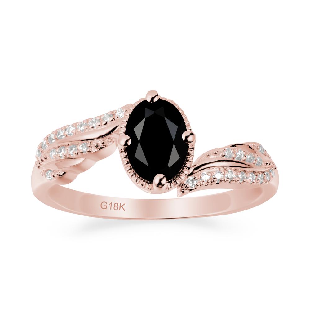 Angel Wings Inspired Black Spinel Ring - LUO Jewelry #metal_18k rose gold