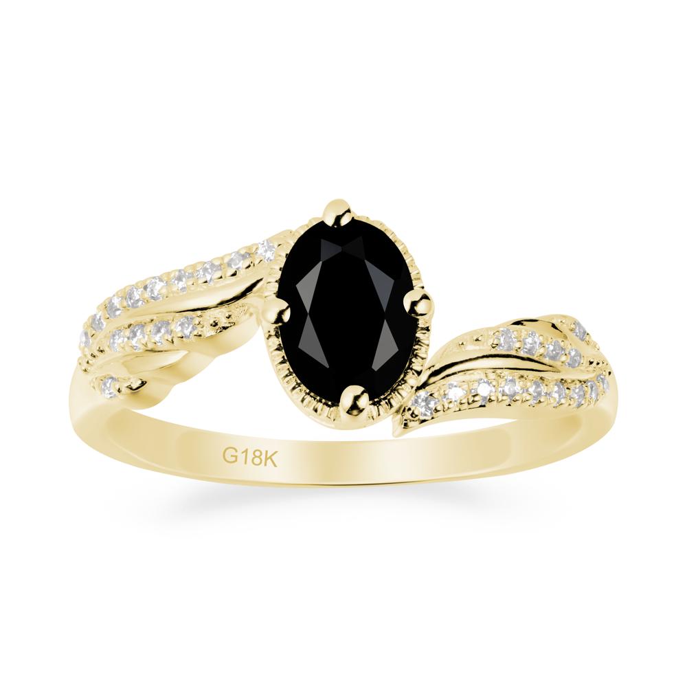 Angel Wings Inspired Black Spinel Ring - LUO Jewelry #metal_18k yellow gold