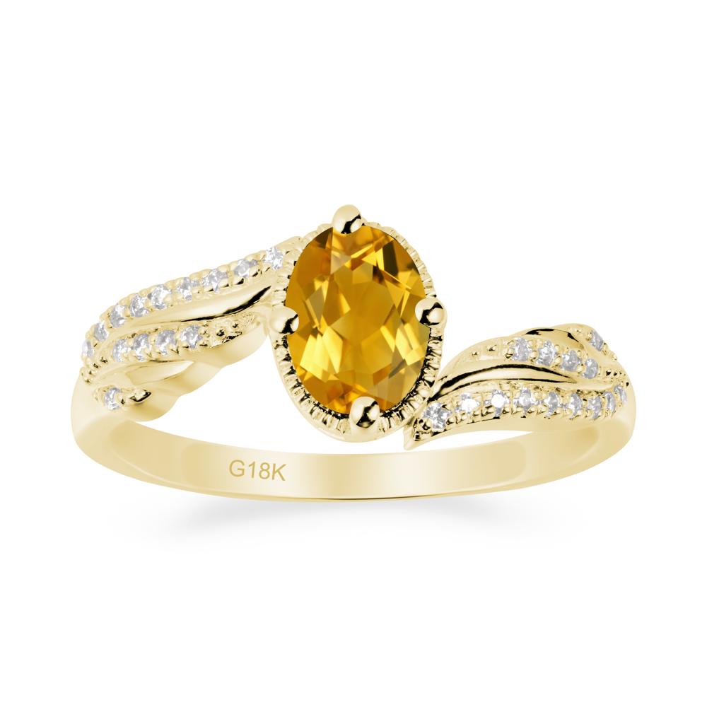 Oval Citrine Ring with Milgrain Halo - LUO Jewelry #metal_18k yellow gold