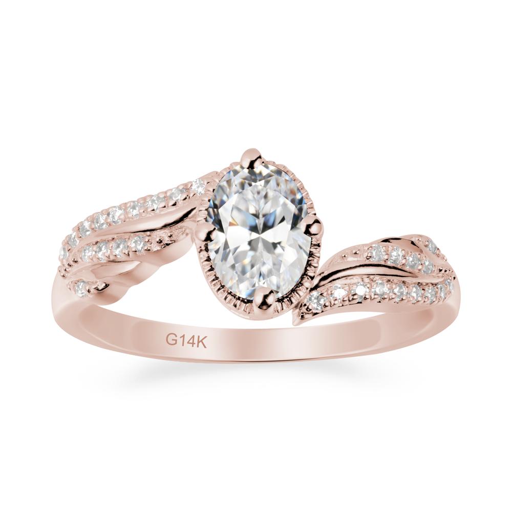 Bypass Band Oval Cubic Zirconia Ring - LUO Jewelry #metal_14k rose gold