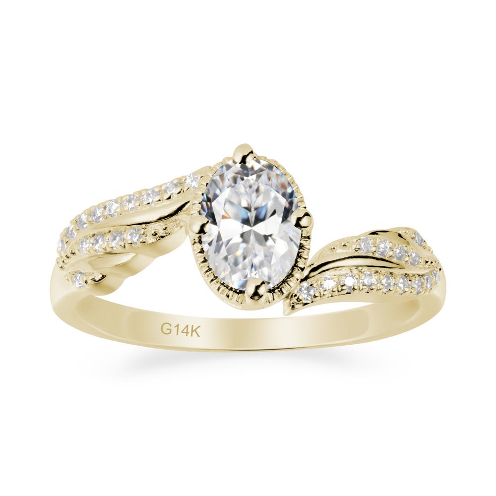 Bypass Band Oval Cubic Zirconia Ring - LUO Jewelry #metal_14k yellow gold