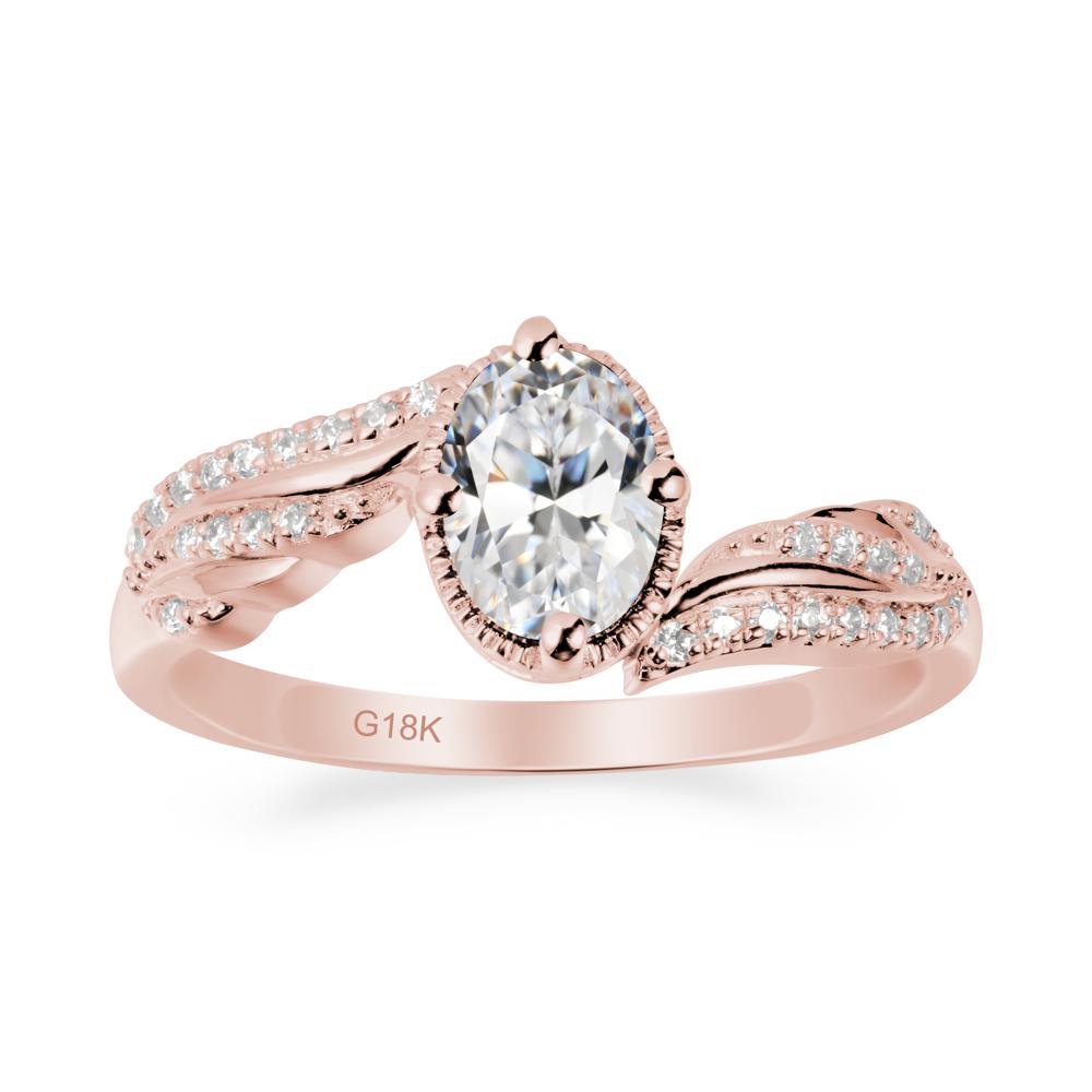 Bypass Band Oval Cubic Zirconia Ring - LUO Jewelry #metal_18k rose gold