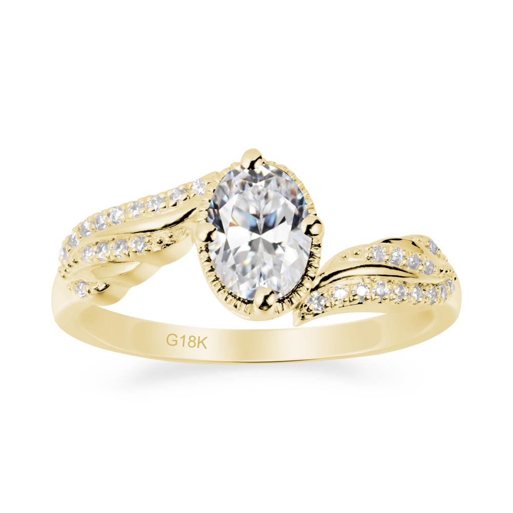 Bypass Band Oval Cubic Zirconia Ring - LUO Jewelry #metal_18k yellow gold