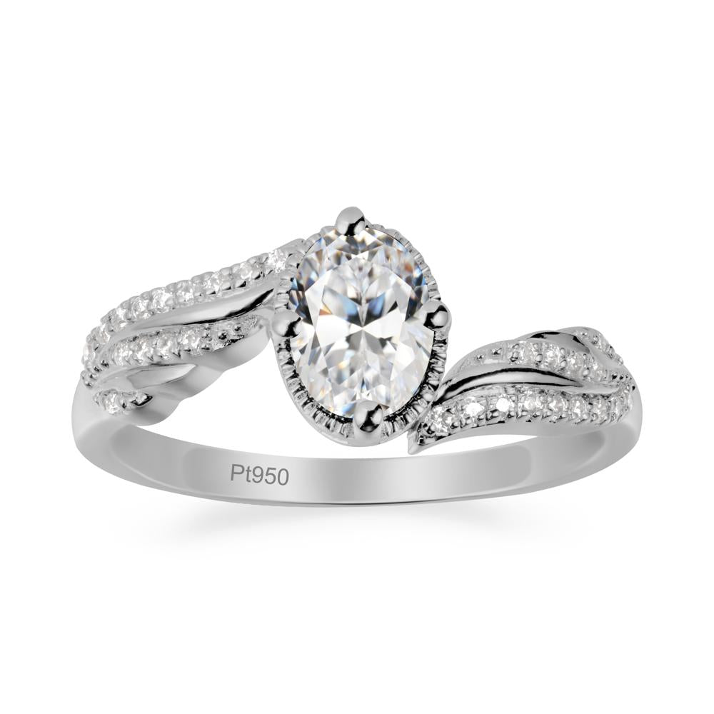 Bypass Band Oval Cubic Zirconia Ring - LUO Jewelry #metal_platinum