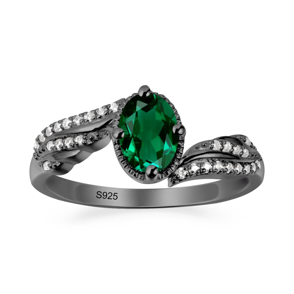 Angel Wings Inspired Emerald Ring - LUO Jewelry #metal_black finish sterling silver