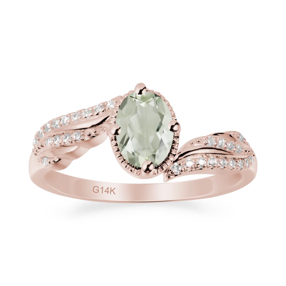 Bypass Band Oval Green Amethyst Ring - LUO Jewelry #metal_14k rose gold