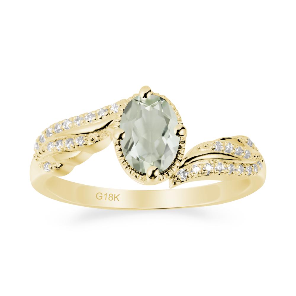 Bypass Band Oval Green Amethyst Ring - LUO Jewelry #metal_18k yellow gold