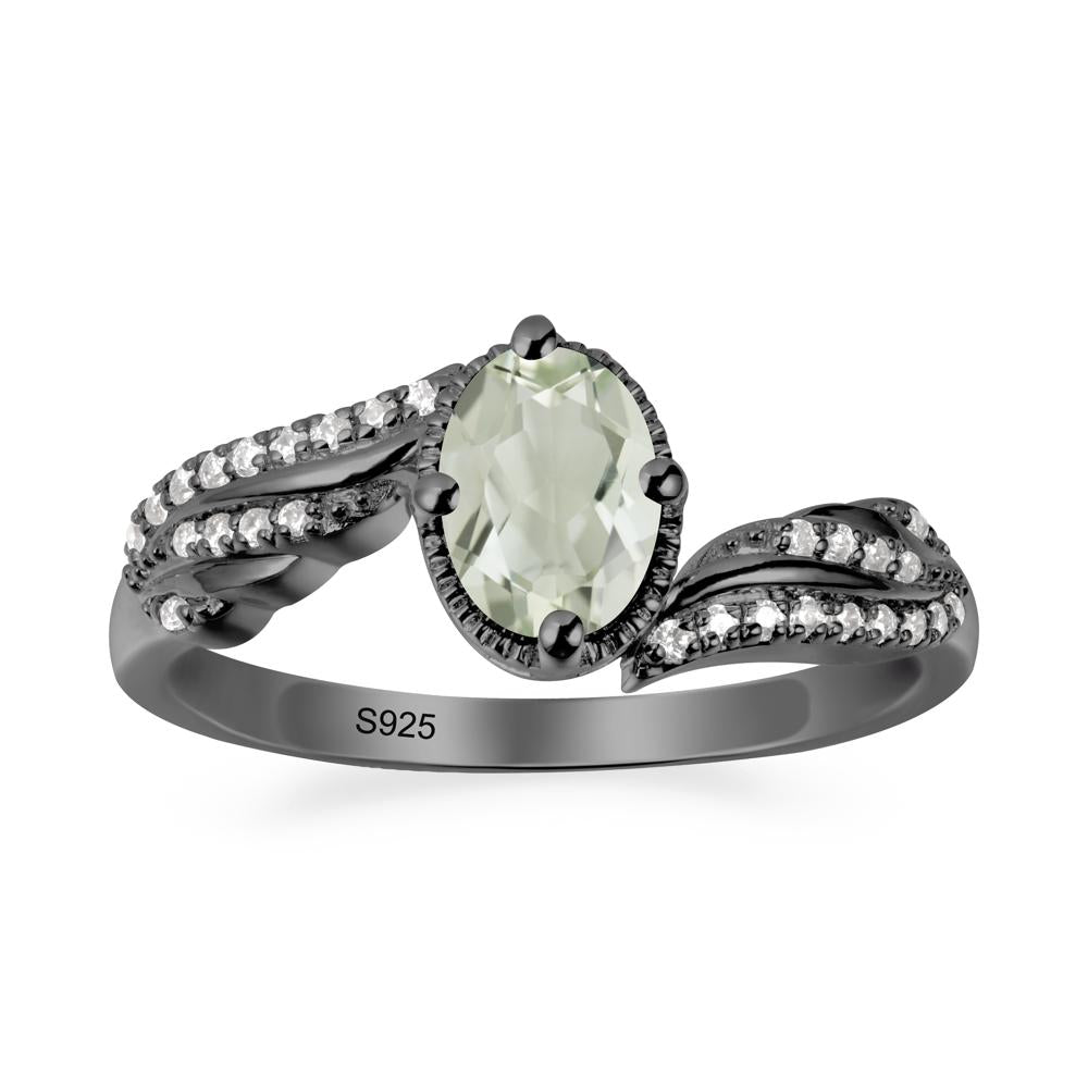 Bypass Band Oval Green Amethyst Ring - LUO Jewelry #metal_black finish sterling silver