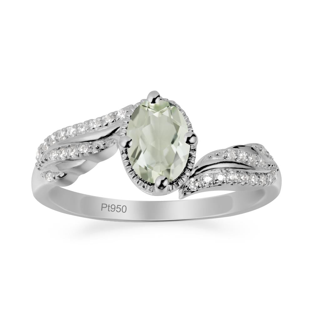 Bypass Band Oval Green Amethyst Ring - LUO Jewelry #metal_platinum