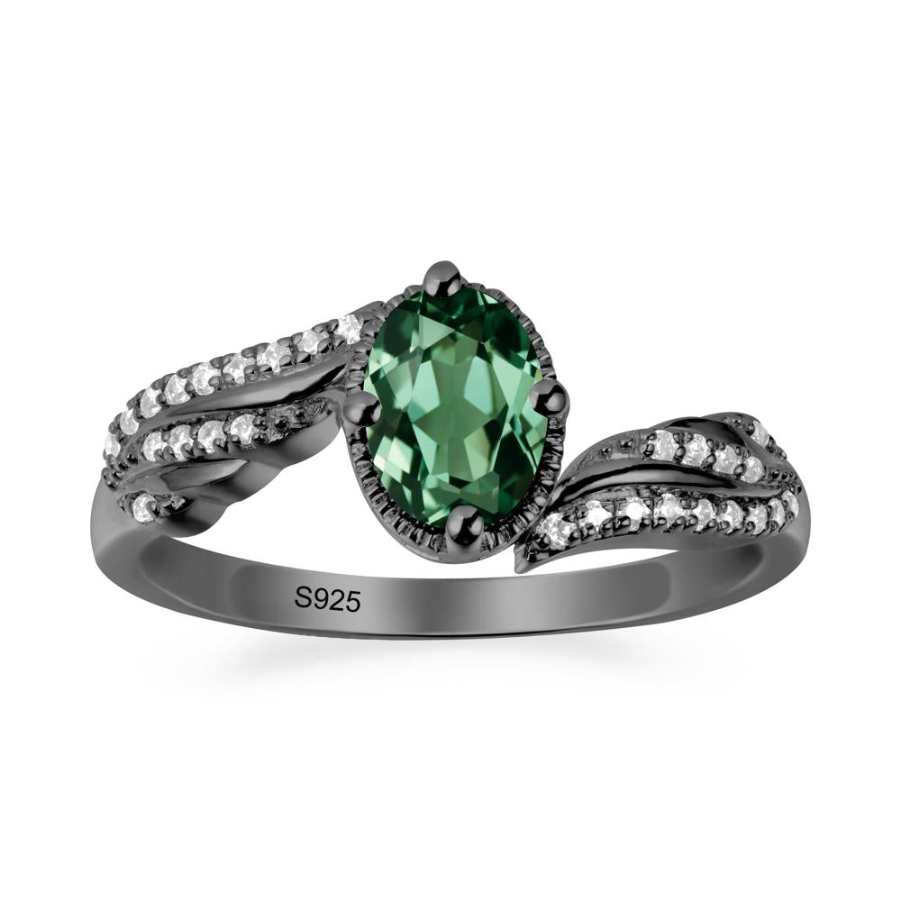 Angel Wings Inspired Green Sapphire Ring - LUO Jewelry #metal_black finish sterling silver