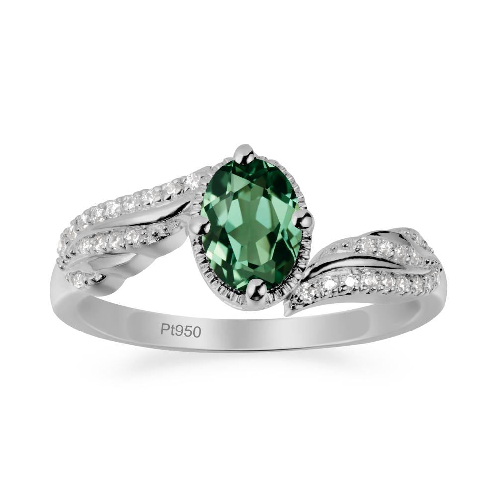 Angel Wings Inspired Green Sapphire Ring - LUO Jewelry #metal_platinum