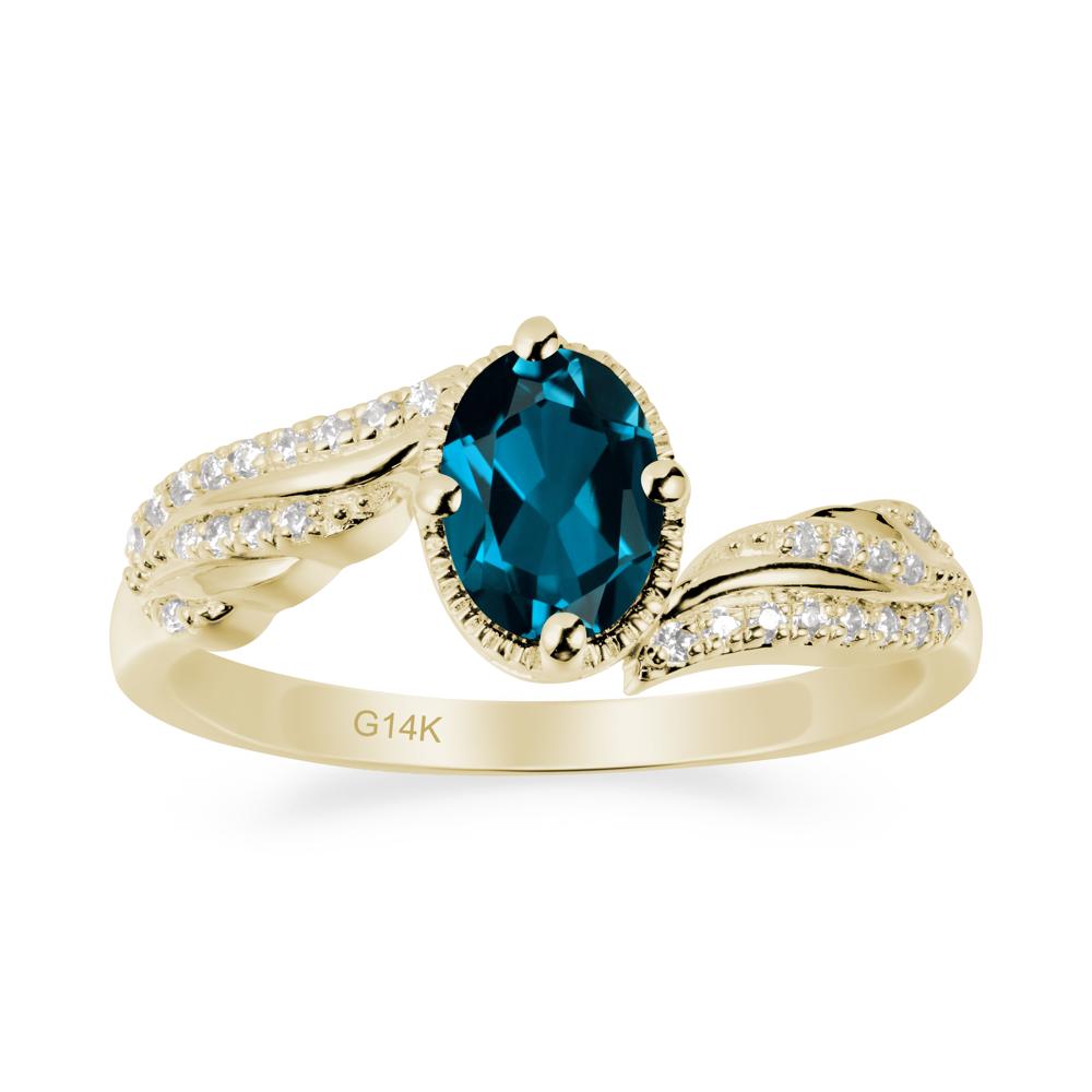 Bypass Band Oval London Blue Topaz Ring - LUO Jewelry #metal_14k yellow gold