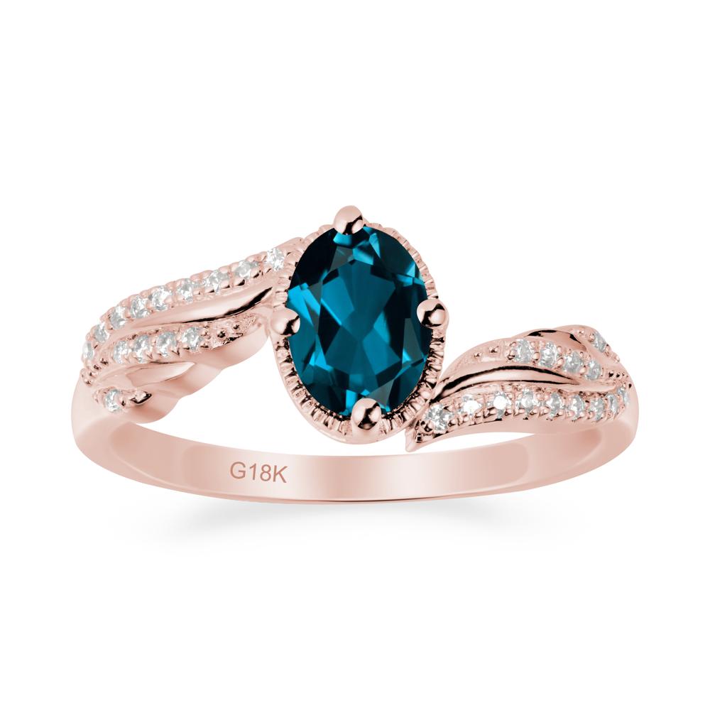 Bypass Band Oval London Blue Topaz Ring - LUO Jewelry #metal_18k rose gold