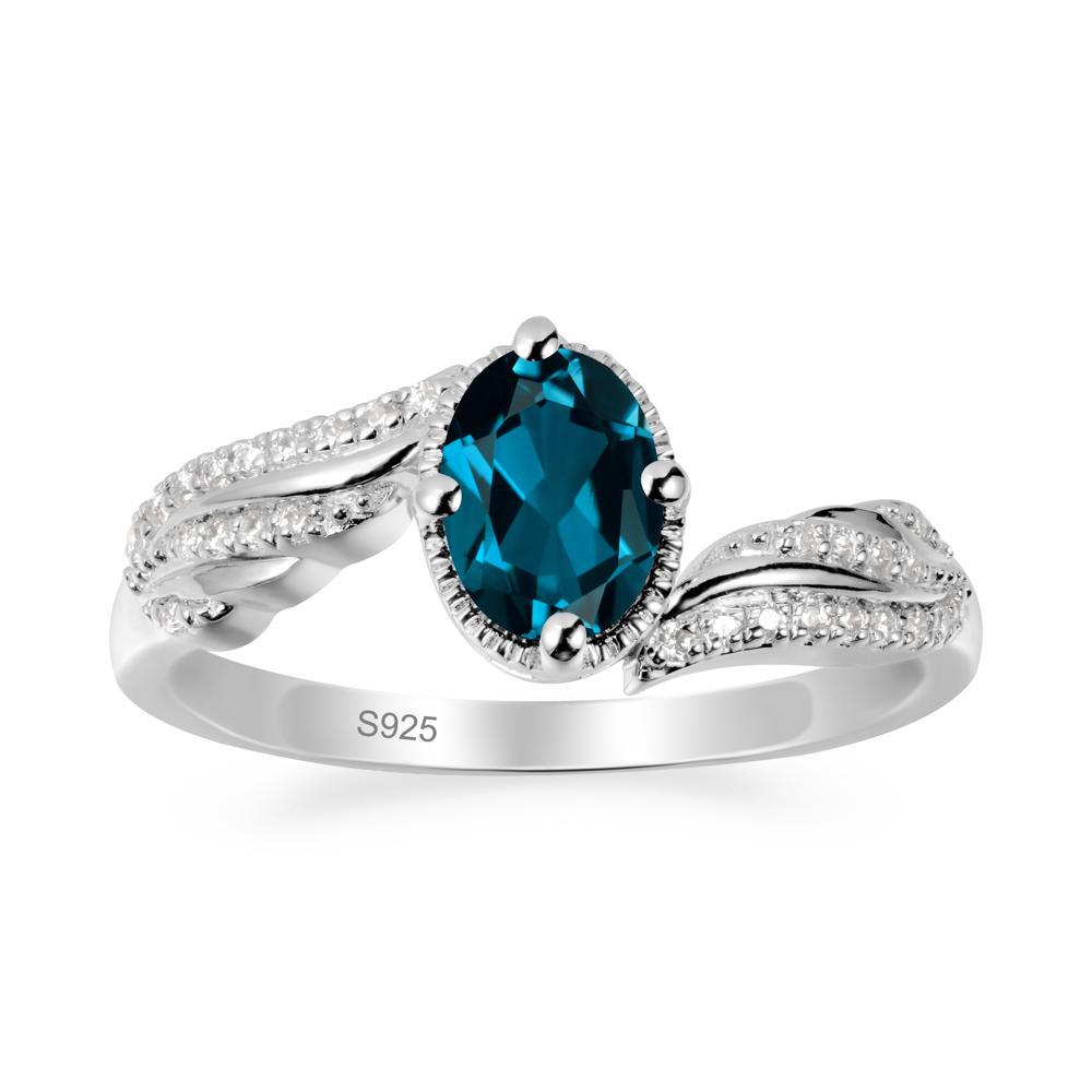 Bypass Band Oval London Blue Topaz Ring - LUO Jewelry #metal_sterling silver