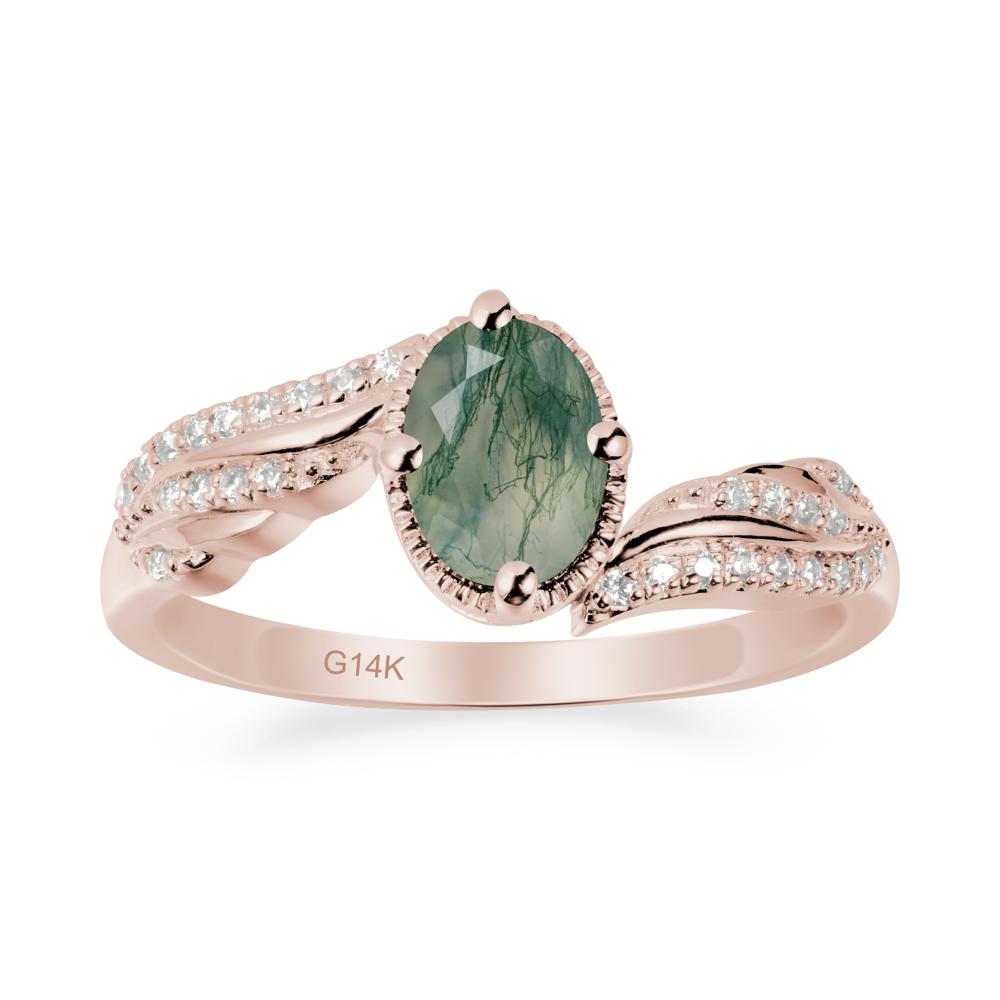 Angel Wings Inspired Moss Agate Ring - LUO Jewelry #metal_14k rose gold