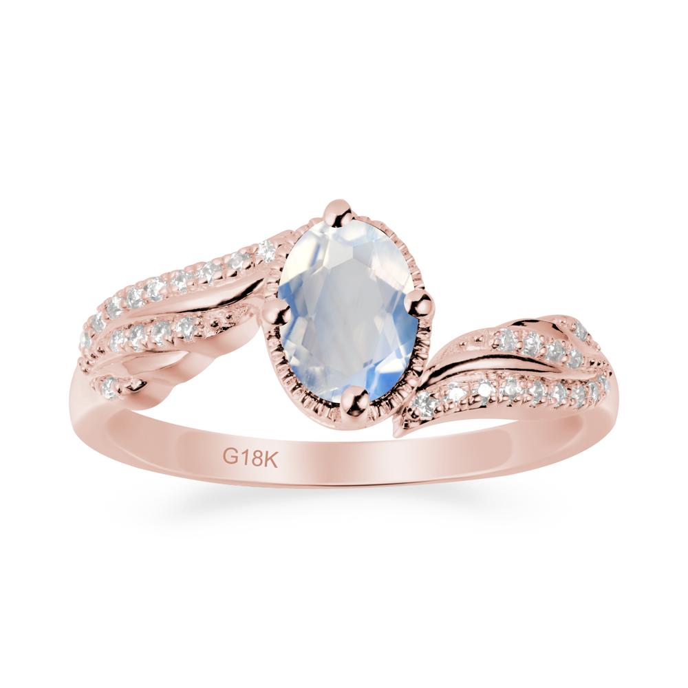 Bypass Band Oval Moonstone Ring - LUO Jewelry #metal_18k rose gold