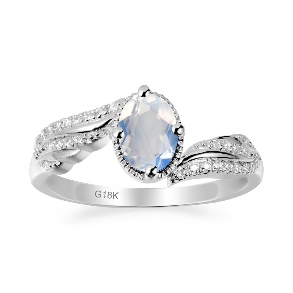 Bypass Band Oval Moonstone Ring - LUO Jewelry #metal_18k white gold