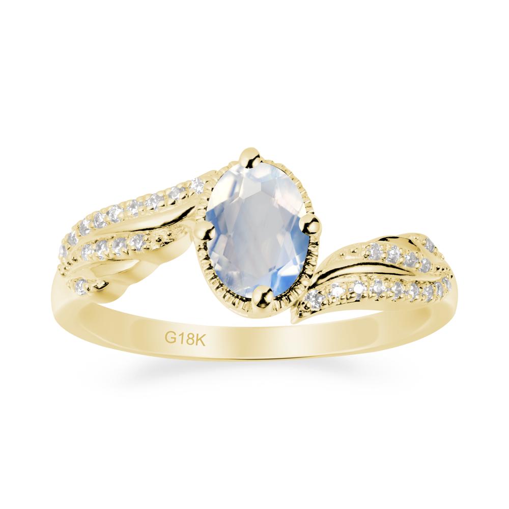 Bypass Band Oval Moonstone Ring - LUO Jewelry #metal_18k yellow gold