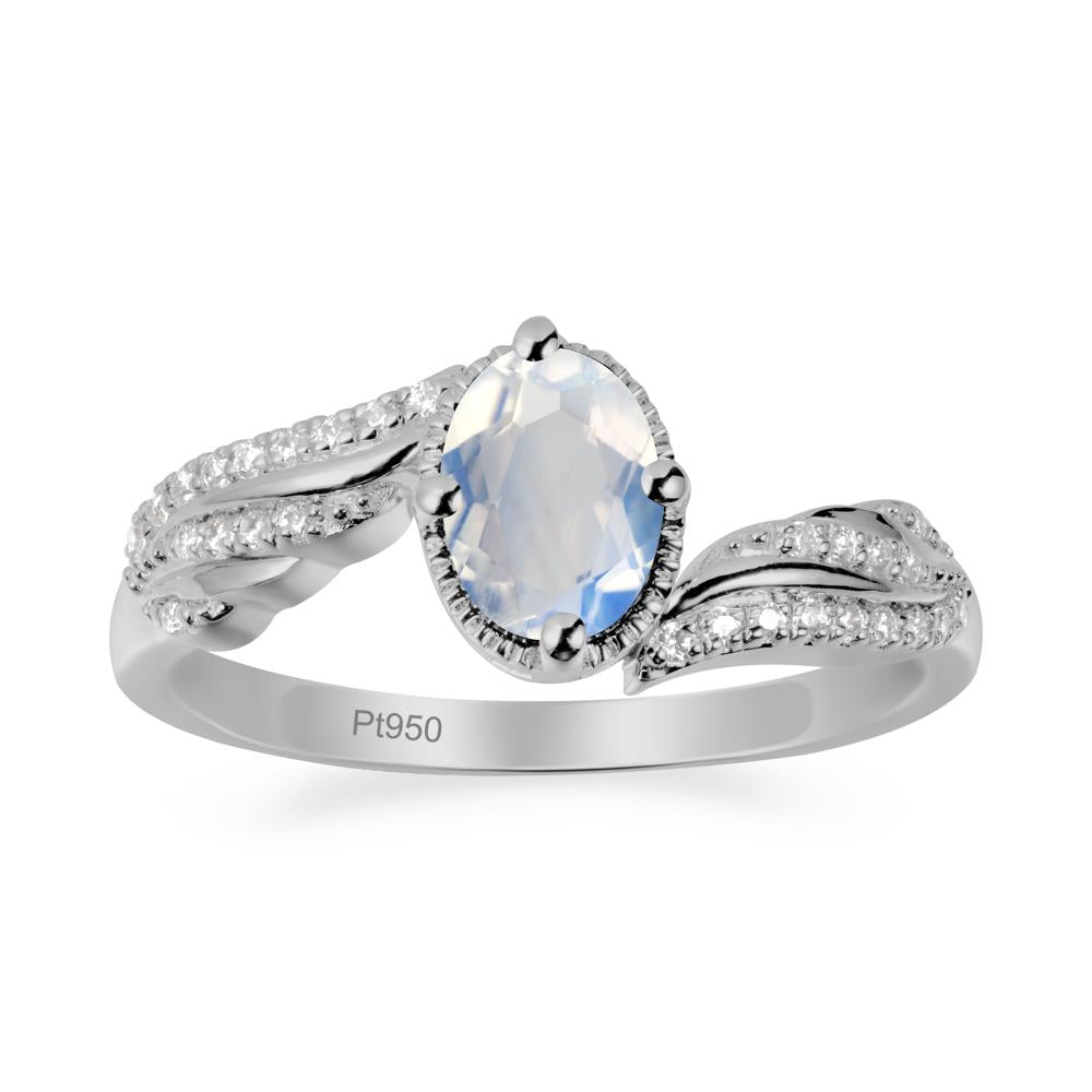 Bypass Band Oval Moonstone Ring - LUO Jewelry #metal_platinum