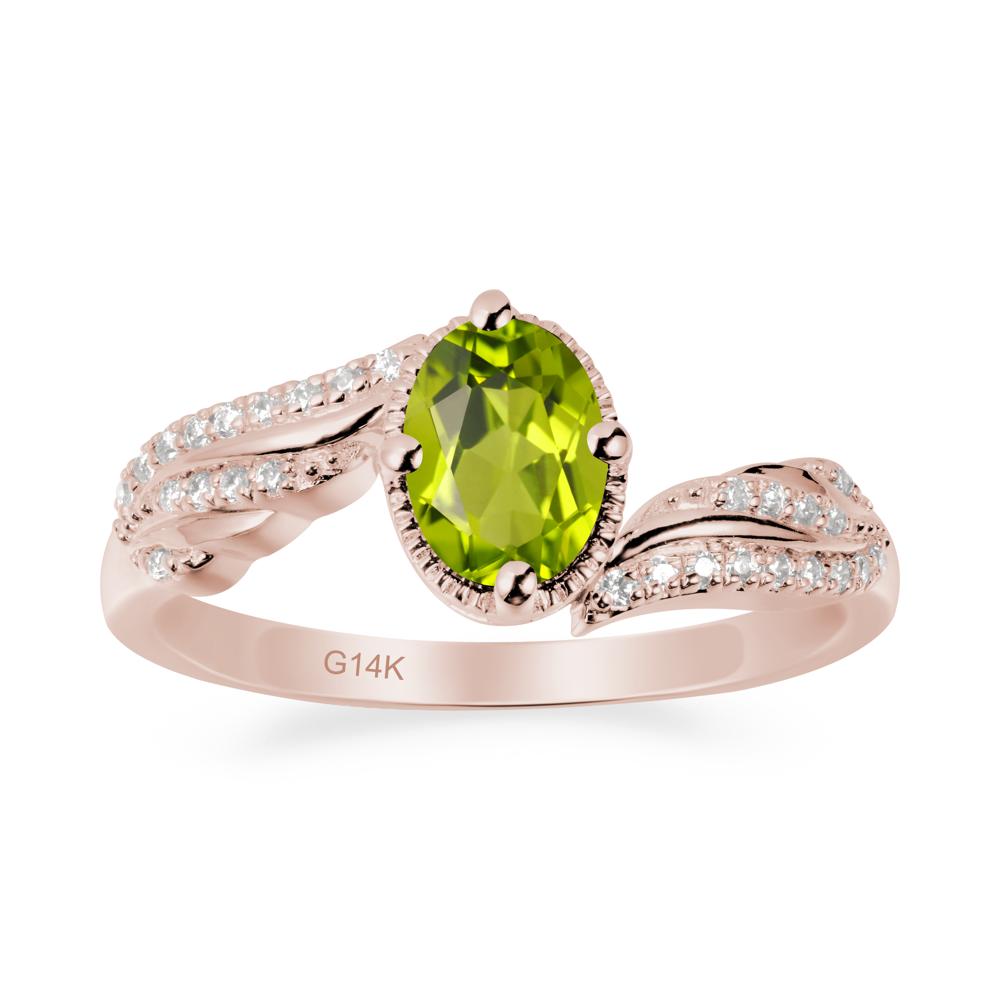 Bypass Band Oval Peridot Ring - LUO Jewelry #metal_14k rose gold