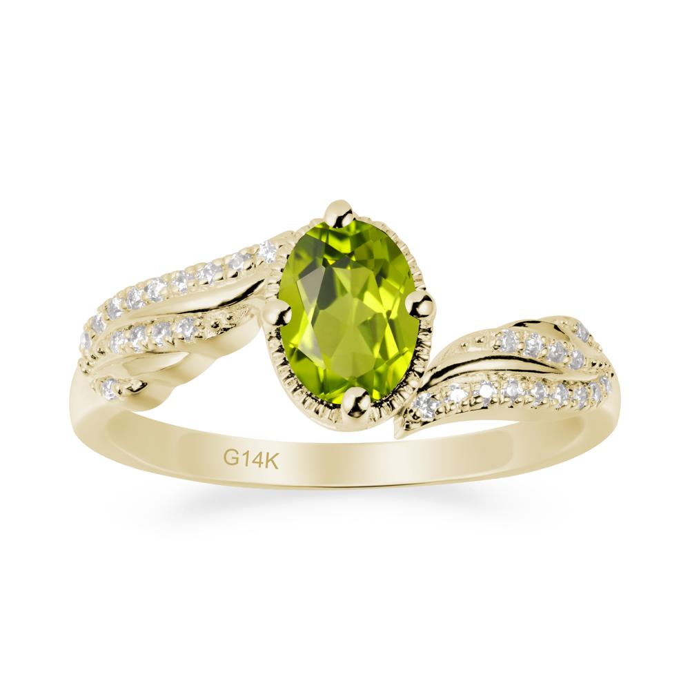 Bypass Band Oval Peridot Ring - LUO Jewelry #metal_14k yellow gold