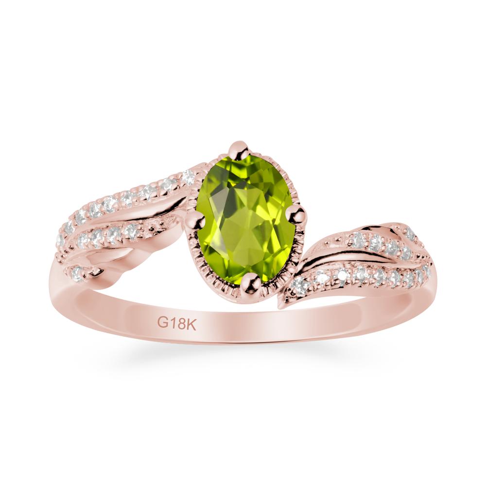 Bypass Band Oval Peridot Ring - LUO Jewelry #metal_18k rose gold