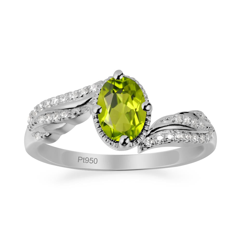 Bypass Band Oval Peridot Ring - LUO Jewelry #metal_platinum