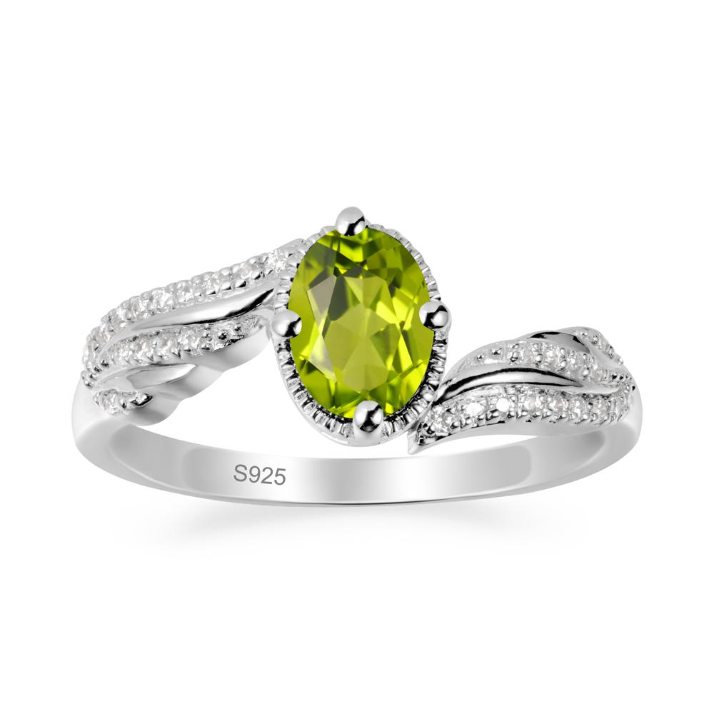 Bypass Band Oval Peridot Ring - LUO Jewelry #metal_sterling silver