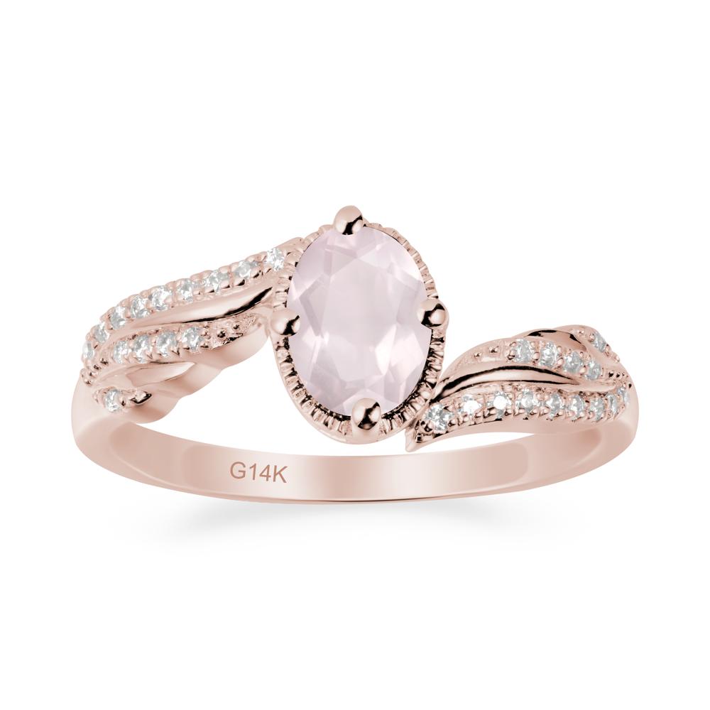 Angel Wings Inspired Rose Quartz Ring - LUO Jewelry #metal_14k rose gold