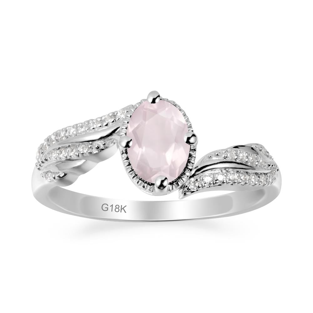 Angel Wings Inspired Rose Quartz Ring - LUO Jewelry #metal_18k white gold