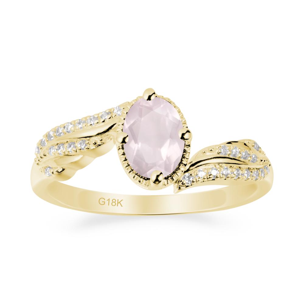 Angel Wings Inspired Rose Quartz Ring - LUO Jewelry #metal_18k yellow gold