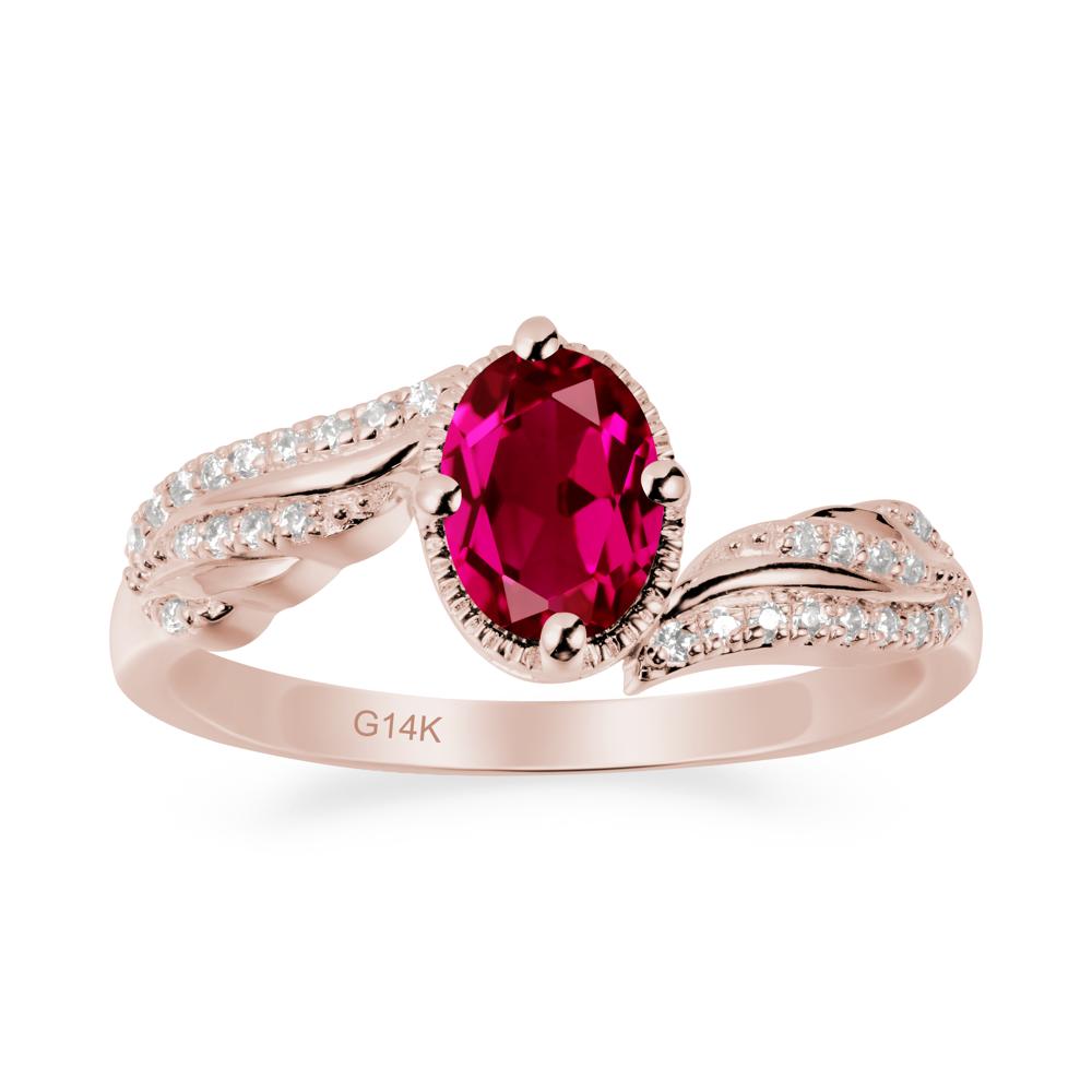 Bypass Band Oval Ruby Ring - LUO Jewelry #metal_14k rose gold