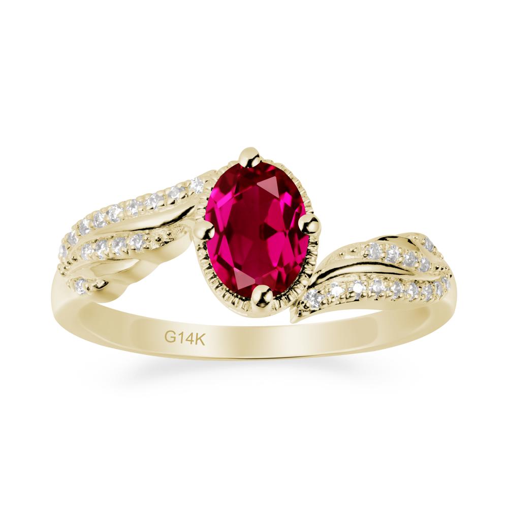 Bypass Band Oval Ruby Ring - LUO Jewelry #metal_14k yellow gold