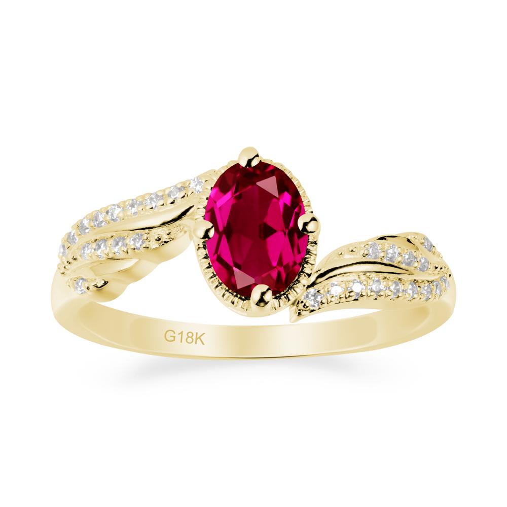 Bypass Band Oval Ruby Ring - LUO Jewelry #metal_18k yellow gold