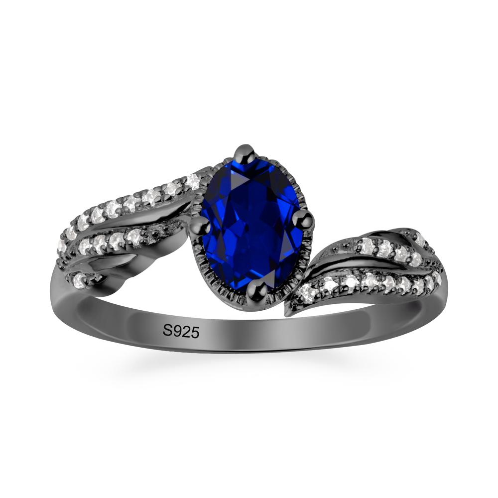 Angel Wings Inspired Sapphire Ring - LUO Jewelry #metal_black finish sterling silver