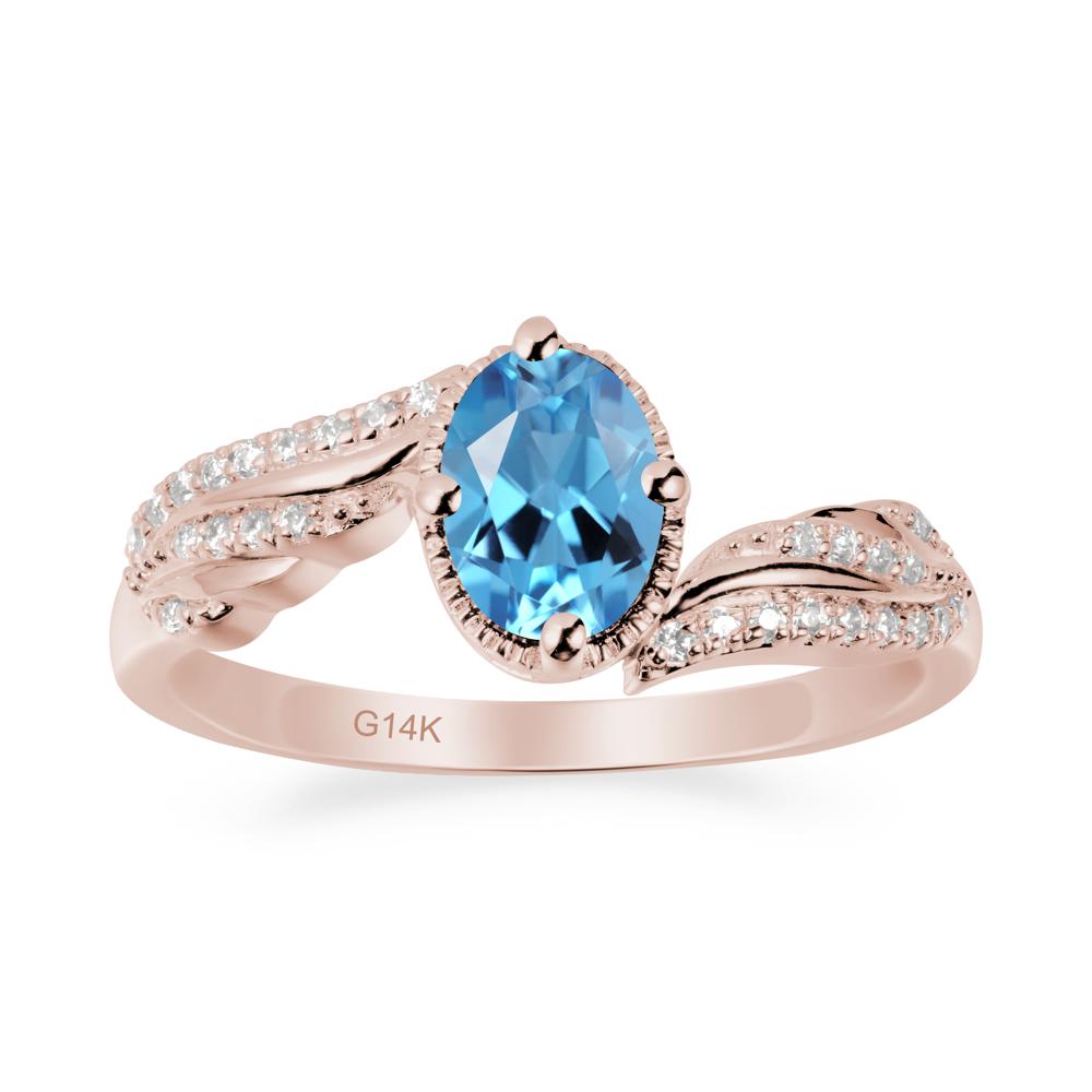 Bypass Band Oval Swiss Blue Topaz Ring - LUO Jewelry #metal_14k rose gold