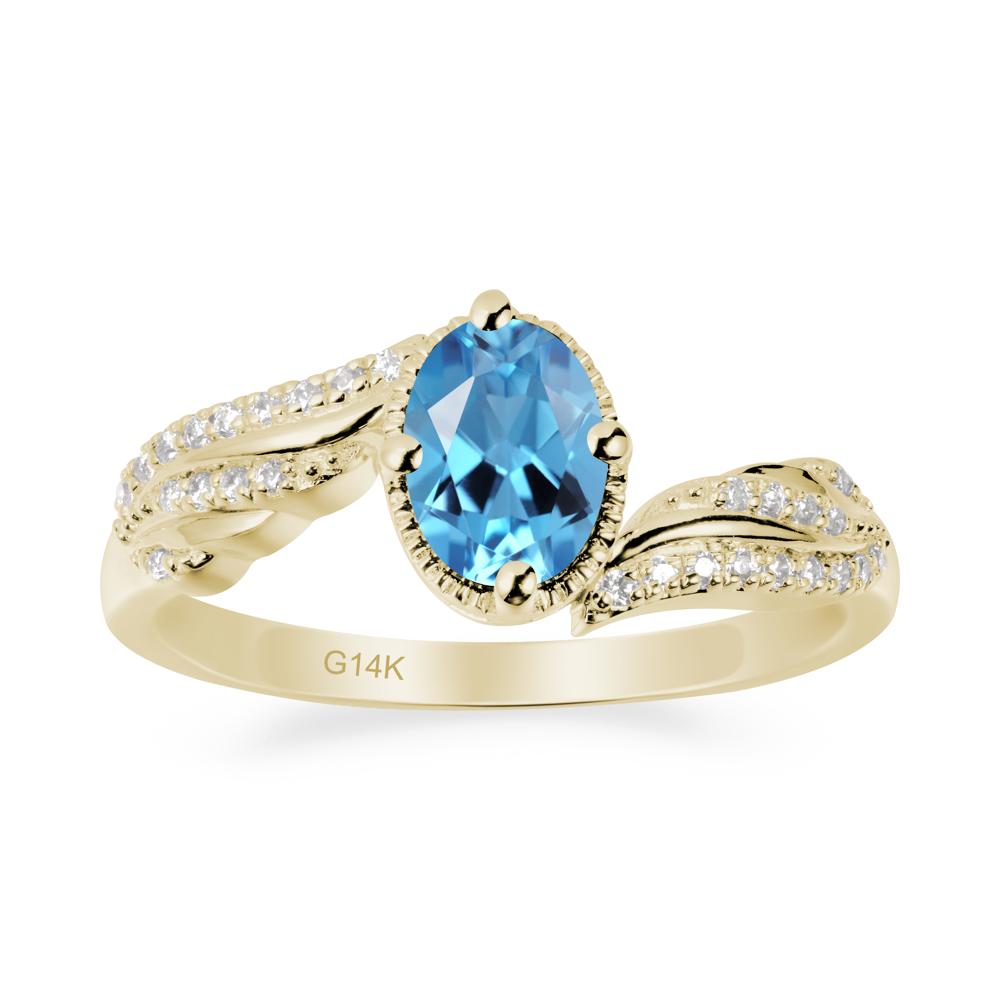 Bypass Band Oval Swiss Blue Topaz Ring - LUO Jewelry #metal_14k yellow gold