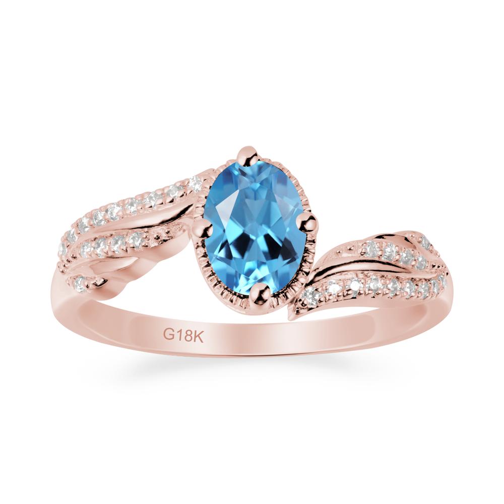 Bypass Band Oval Swiss Blue Topaz Ring - LUO Jewelry #metal_18k rose gold