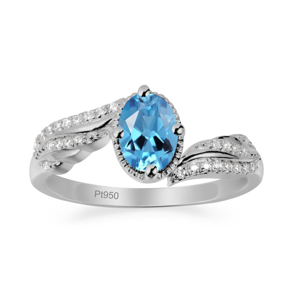 Bypass Band Oval Swiss Blue Topaz Ring - LUO Jewelry #metal_platinum