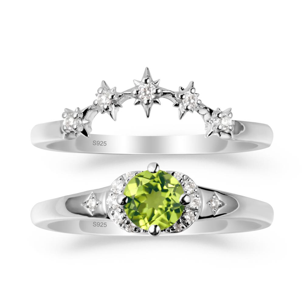 Celestial Round Peridot Ring Set - LUO Jewelry #metal_sterling silver