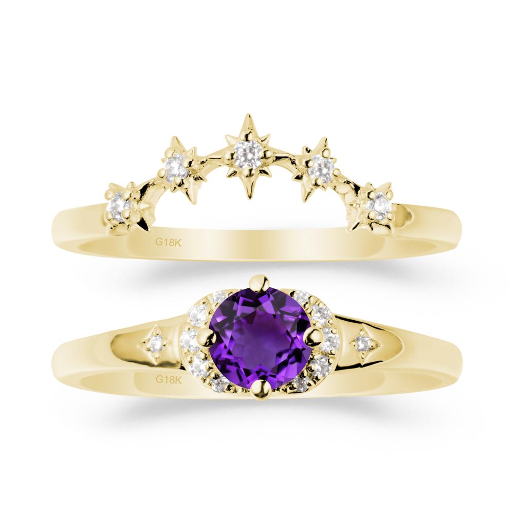 Celestial Round Amethyst Ring Set - LUO Jewelry #metal_xxxxx