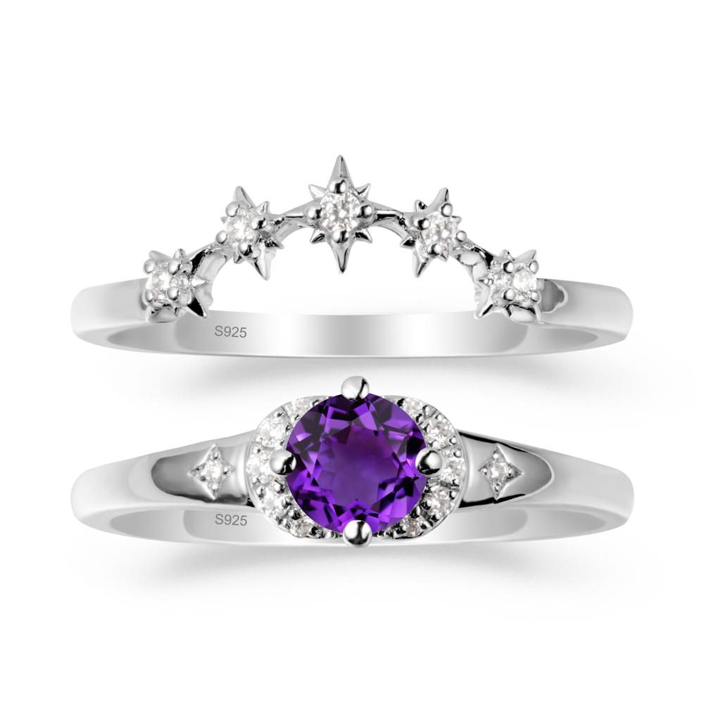 Celestial Round Amethyst Ring Set - LUO Jewelry #metal_xxxxx