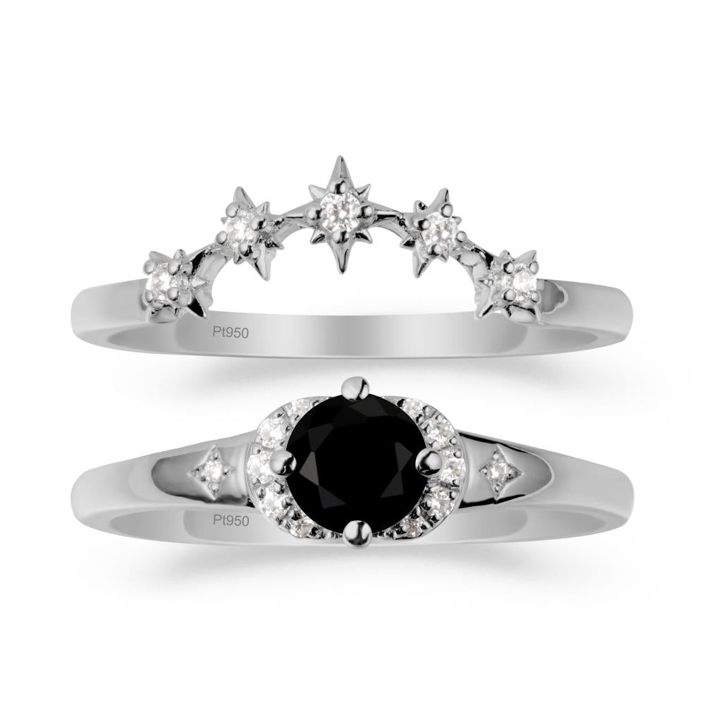 Moon and Star Black Spinel Celestial Ring Set - LUO Jewelry #metal_xxxxx