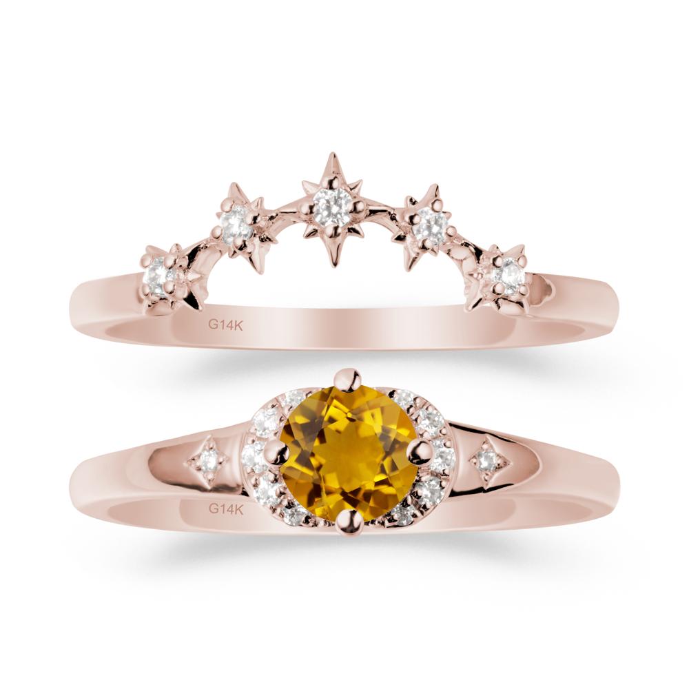 Celestial Round Citrine Ring Set - LUO Jewelry #metal_xxxxx