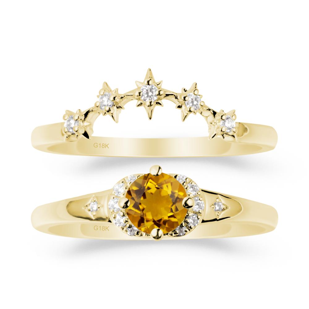 Celestial Round Citrine Ring Set - LUO Jewelry #metal_xxxxx