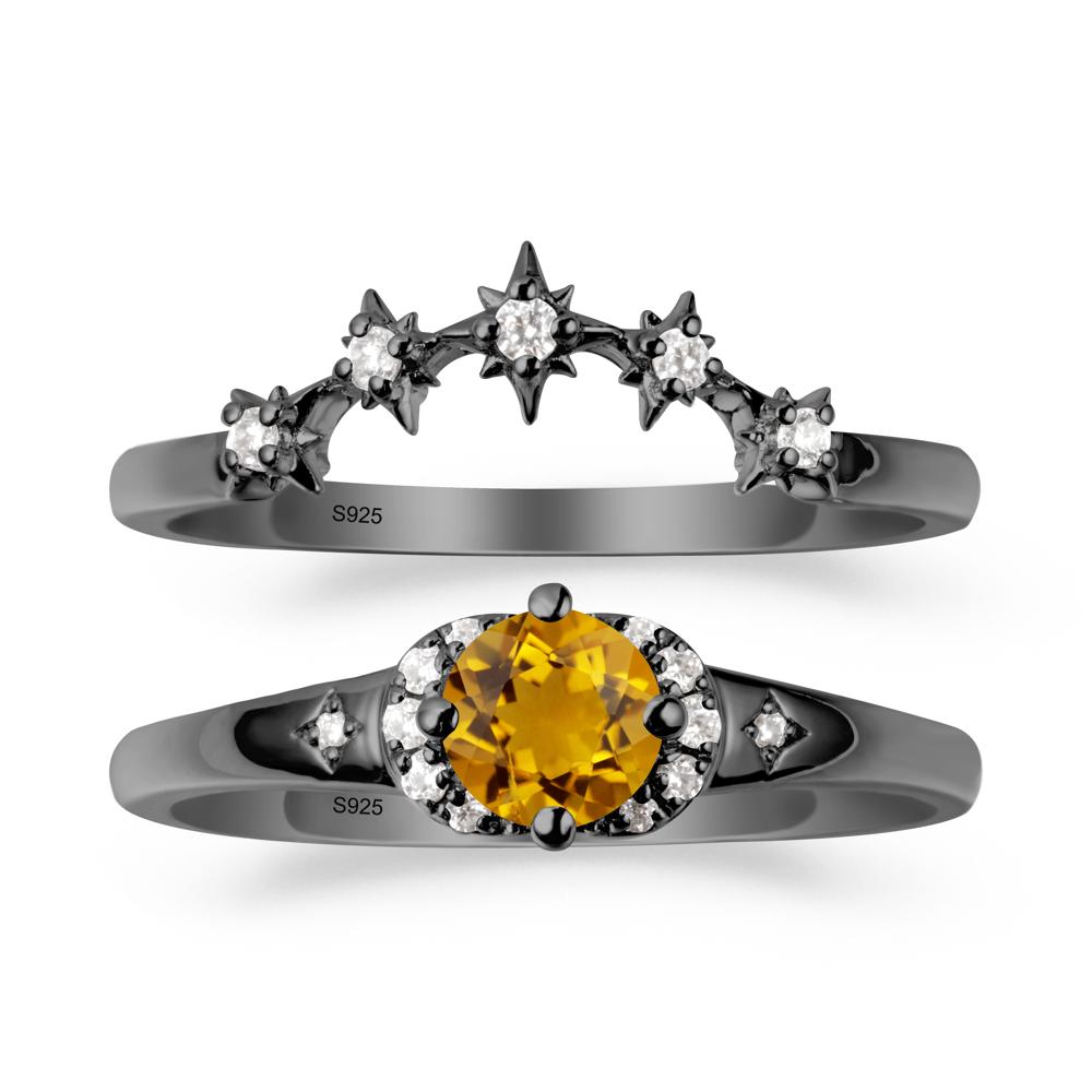 Celestial Round Citrine Ring Set - LUO Jewelry #metal_xxxxx