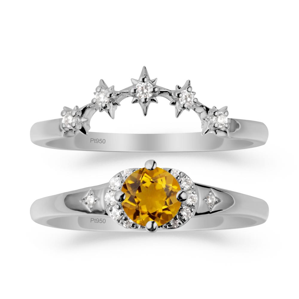 Celestial Round Citrine Ring Set - LUO Jewelry #metal_xxxxx