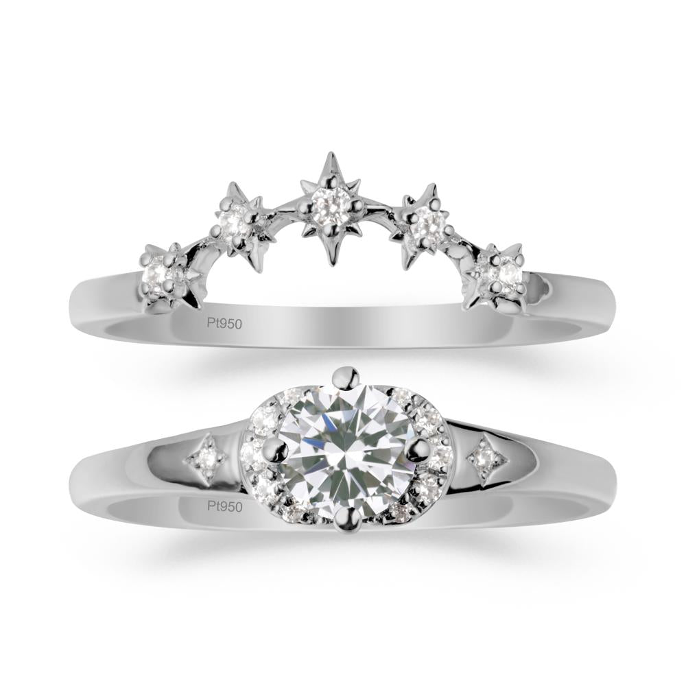Cubic Zirconia Halo and Star Crown Ring Set - LUO Jewelry #metal_xxxxx