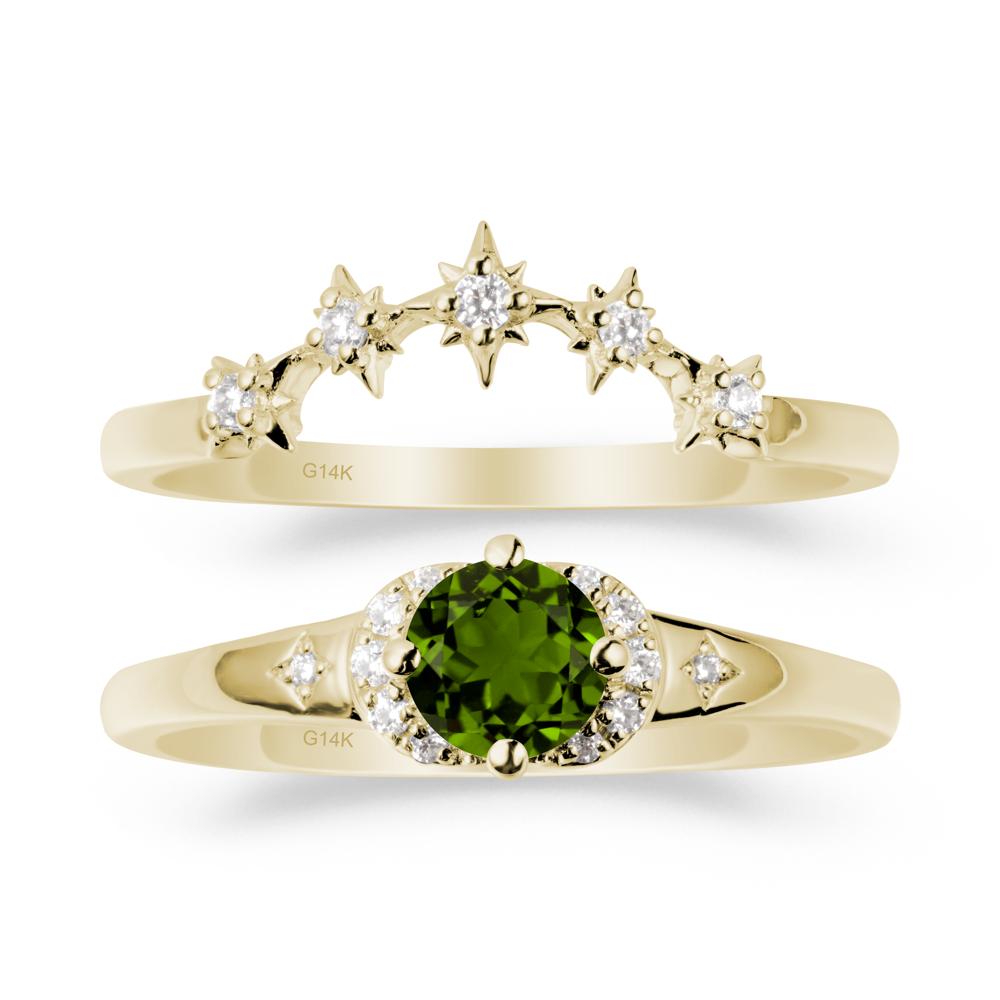 Moon and Star Diopside Celestial Ring Set - LUO Jewelry #metal_xxxxx