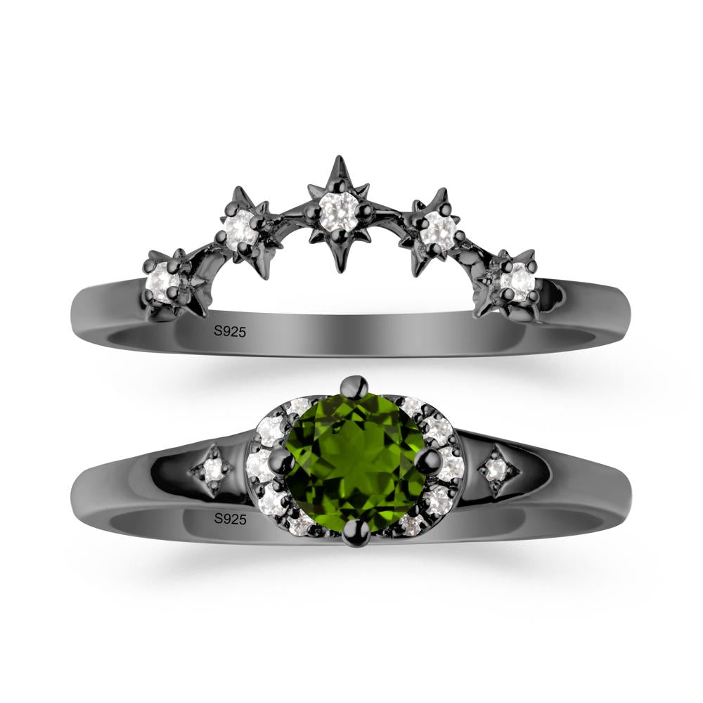 Moon and Star Diopside Celestial Ring Set - LUO Jewelry #metal_xxxxx